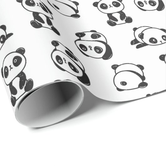 Cute Pandas Pattern Cadeaupapier (Rol Hoek)