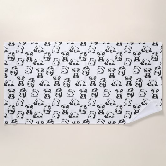 Cute Pandas Pattern Strandlaken (Voorkant)