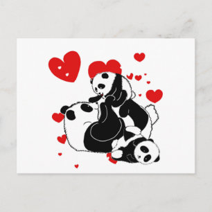 Cute Pandas speelfamilie Briefkaart