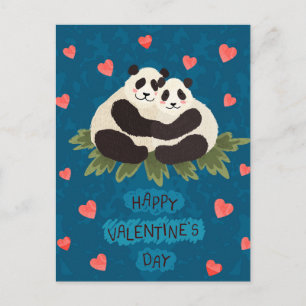 Cute Pandas Valentijnsdag Briefkaart