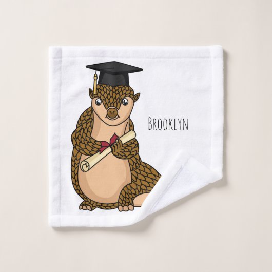 Cute pangolin graduate cartoon bad handdoek (Wasdoekje)