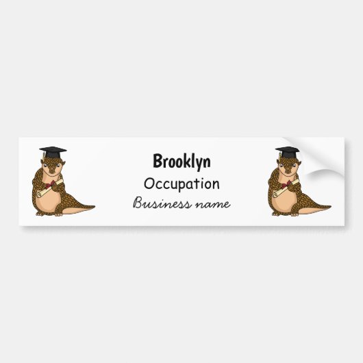 Cute pangolin graduate cartoon bumpersticker (Voorkant)