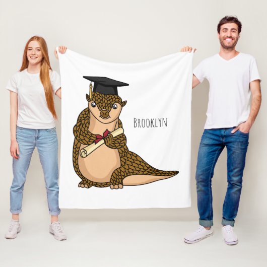Cute pangolin graduate cartoon fleece deken (In situ)