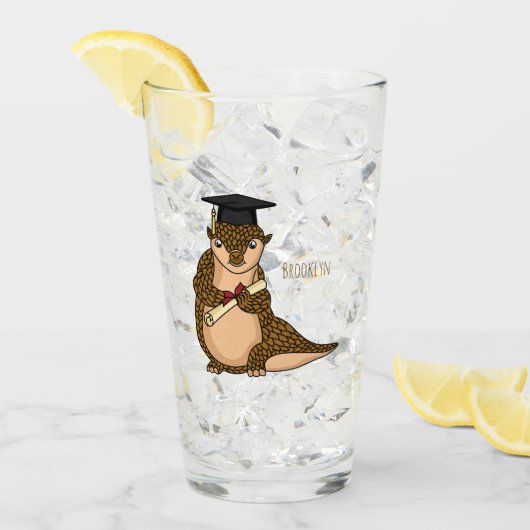Cute pangolin graduate cartoon glas (Voorkant ijs)