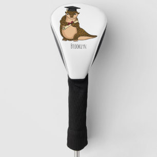 Cute pangolin graduate cartoon golfheadcover