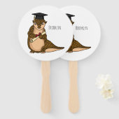 Cute pangolin graduate cartoon handwaaier (Voorkant en achterkant)