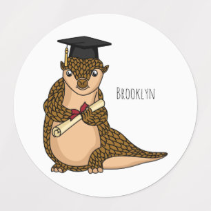 Cute pangolin graduate cartoon labels