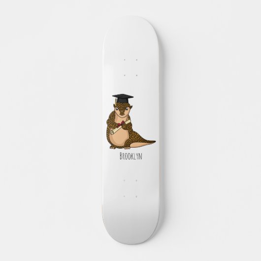 Cute pangolin graduate cartoon persoonlijk skateboard (Voorkant)
