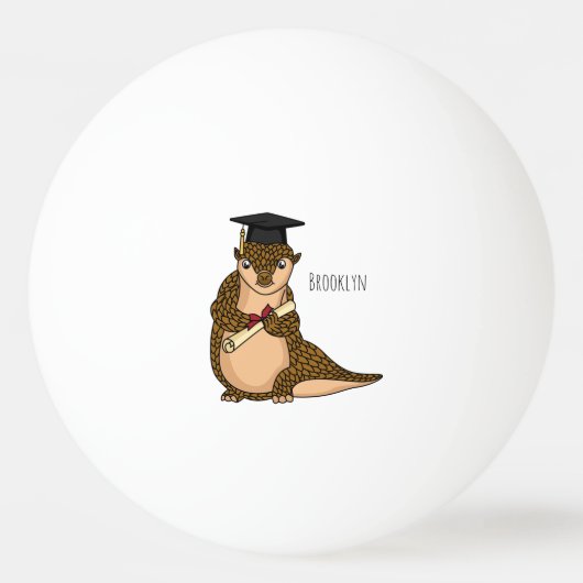 Cute pangolin graduate cartoon pingpongbal (Voorkant)