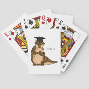 Cute pangolin graduate cartoon pokerkaarten