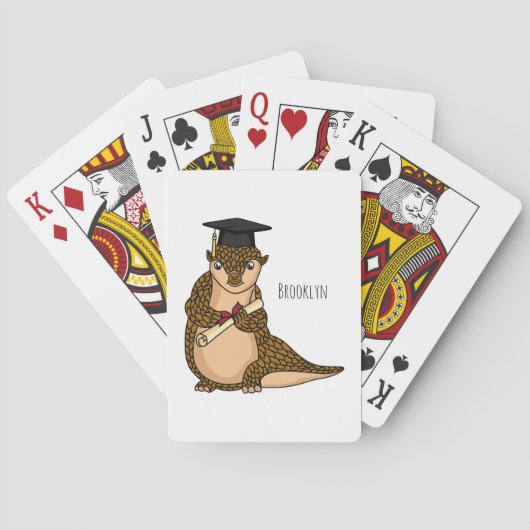 Cute pangolin graduate cartoon pokerkaarten (Achterkant)