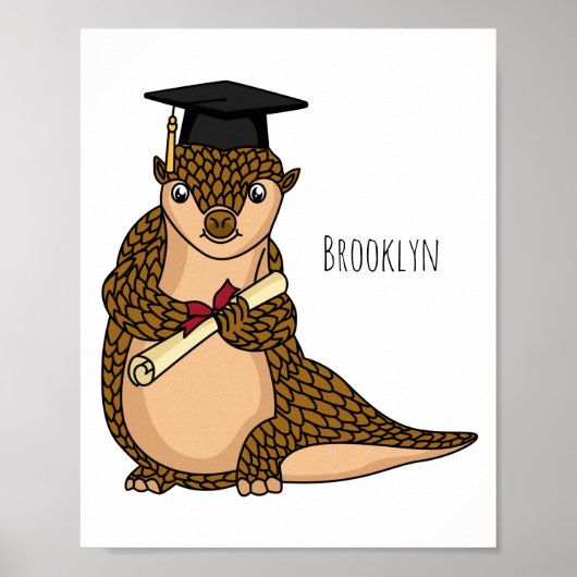 Cute pangolin graduate cartoon poster (Voorkant)