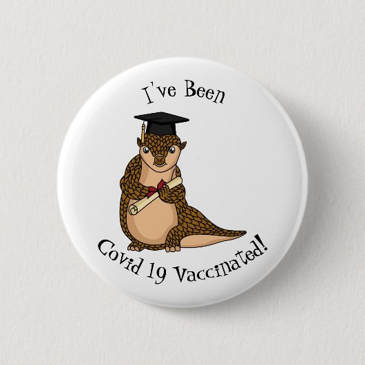 Cute pangolin graduate cartoon ronde button 5,7 cm (Voorkant)