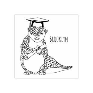 Cute pangolin graduate cartoon rubberstempel