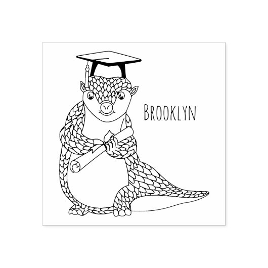 Cute pangolin graduate cartoon rubberstempel (Afrduk)