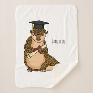 Cute pangolin graduate cartoon sherpa deken
