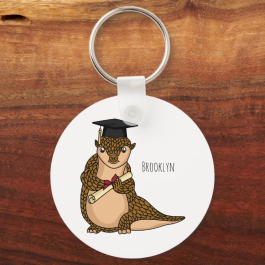 Cute pangolin graduate cartoon sleutelhanger (Voorkant)