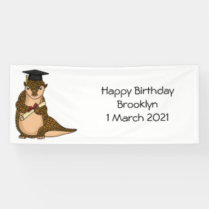 Cute pangolin graduate cartoon spandoek