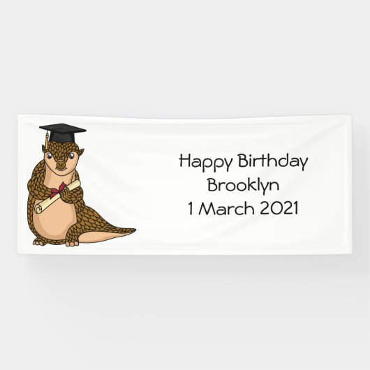 Cute pangolin graduate cartoon spandoek (Horizontaal)