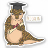 Cute pangolin graduate cartoon sticker (Voorkant)