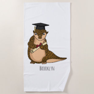 Cute pangolin graduate cartoon strandlaken