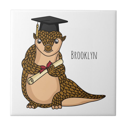 Cute pangolin graduate cartoon tegeltje (Voorkant)