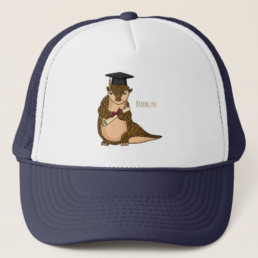 Cute pangolin graduate cartoon trucker pet (Voorkant)