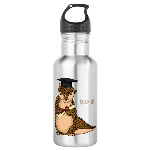 Cute pangolin graduate cartoon waterfles  (Voorkant)