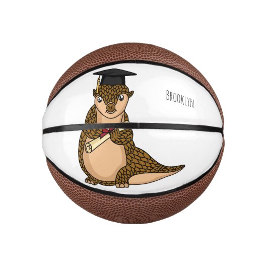 Cute pangolin graduating cartoon basketbal (Voorkant)