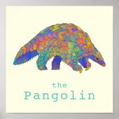 Cute pangolin kleurrijke dierlijke kunst poster (Voorkant)