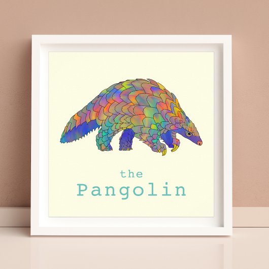 Cute pangolin kleurrijke dierlijke kunst poster