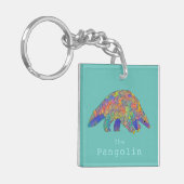 Cute Pangolin kleurrijke illustratie Sleutelhanger (Voorkant Links)