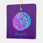 Cute Pangolin paars Keramisch Ornament (Links)