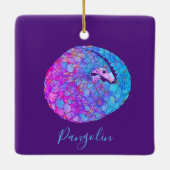 Cute Pangolin paars Keramisch Ornament (Achterkant)