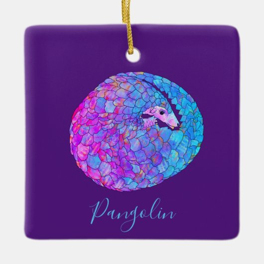 Cute Pangolin paars Keramisch Ornament (Voorkant)