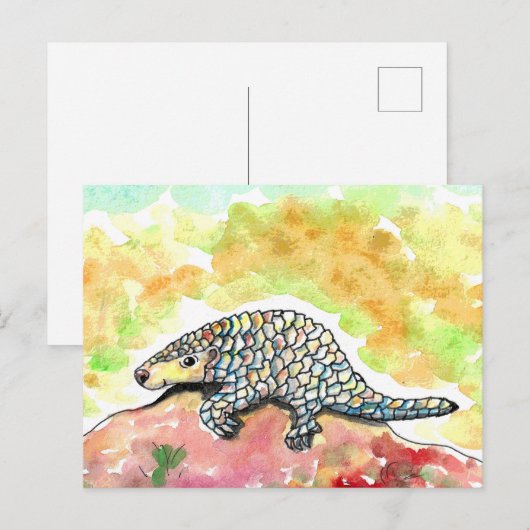 Cute Pangolin Painting Briefkaart (Voorkant / Achterkant)