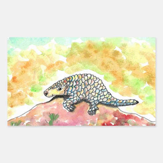 Cute Pangolin Painting Rechthoekige Sticker (Voorkant)