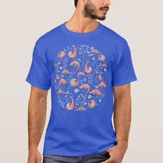 Cute Pangolin Pattern Forest Pattern T-shirt