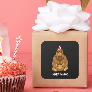 Cute Papa Bear Fathers Day Gift Specialty Mug Vierkante Sticker