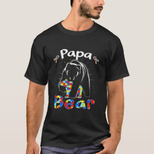 Cute Papa Beer Autism Awareness Autistic Familie T-shirt