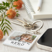 Cute papa je bent mijn Hero Vader Dag Foto Sleutelhanger (Voorkant Rechts)