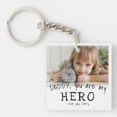 Cute papa je bent mijn Hero Vader Dag Foto Sleutelhanger (Voorkant)