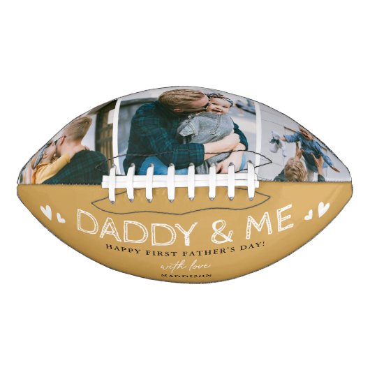 Cute 'Papa & Me' Foto Collage 1st Vaderdag American Football (Voorkant)