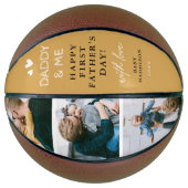 Cute 'Papa & Me' Foto Collage 1st Vaderdag Basketbal (Voorkant)