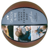 Cute 'Papa & Me' Foto Collage 1st Vaderdag Basketbal (Voorkant)