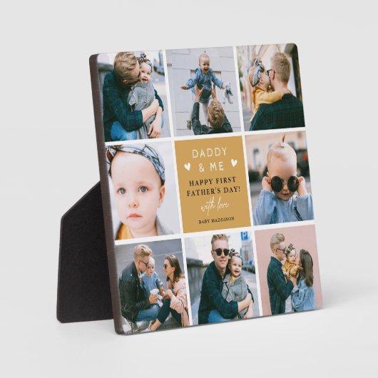 Cute 'Papa & Me' Foto Collage 1st Vaderdag Fotoplaat (Voorkant)