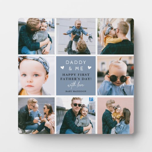 Cute 'Papa & Me' Foto Collage 1st Vaderdag Fotoplaat (Voorkant)