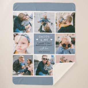 Cute 'Papa & Me' Foto Collage 1st Vaderdag Sherpa Deken