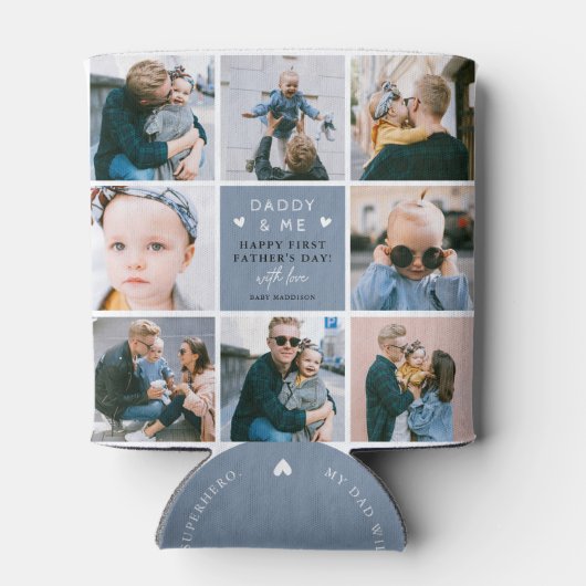 Cute 'Papa & Me' Foto Collage 1st Vader's Blikjeskoeler (Achterkant)