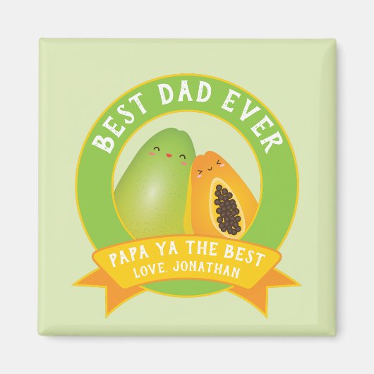 Cute Papa Ya de beste grappige fruitpun voor papa Magneet (Voorkant)
